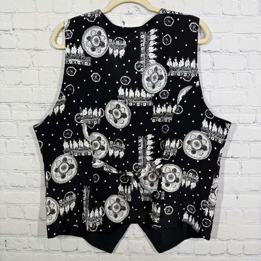 Vintage 90's Alfred Duner Vest Women Size 16 Fringe Feather Beaded Adjustable